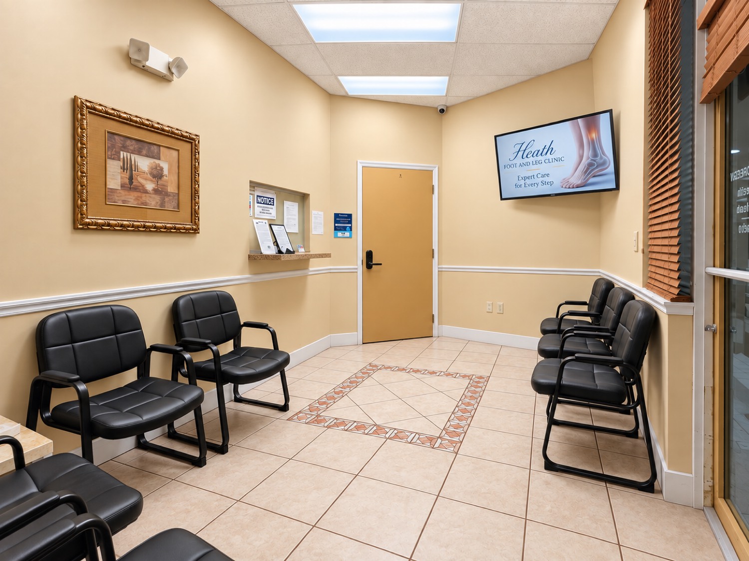 Waiting room at Heath Foot & Leg Clinic